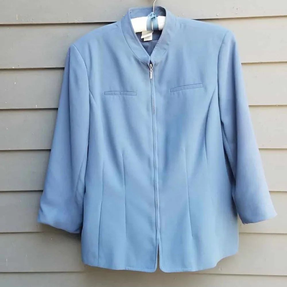 Worthington Zip Front Blue Poly Jacket size 18